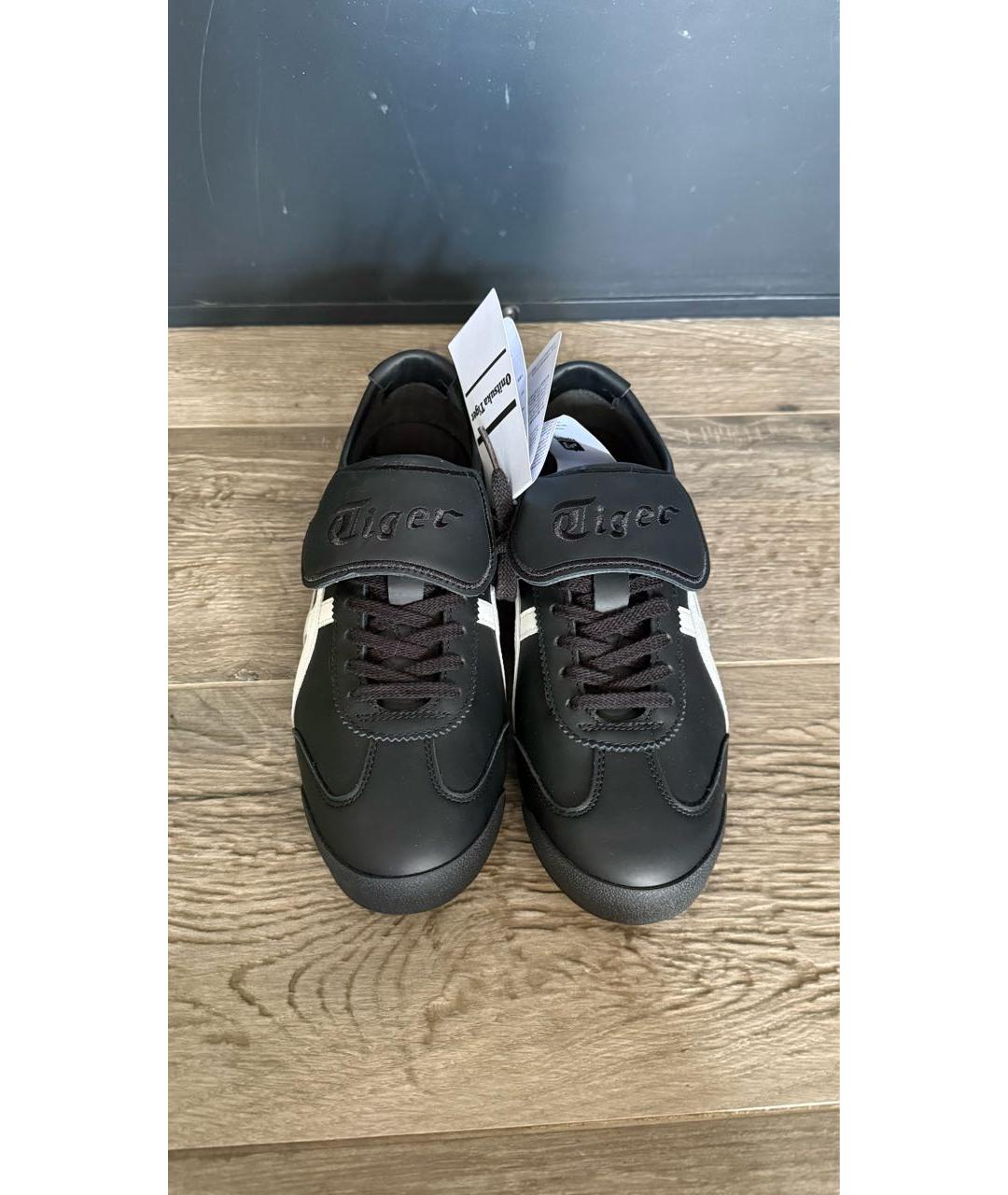 ONITSUKA TIGER Черные кожаные низкие кроссовки / кеды, фото 2