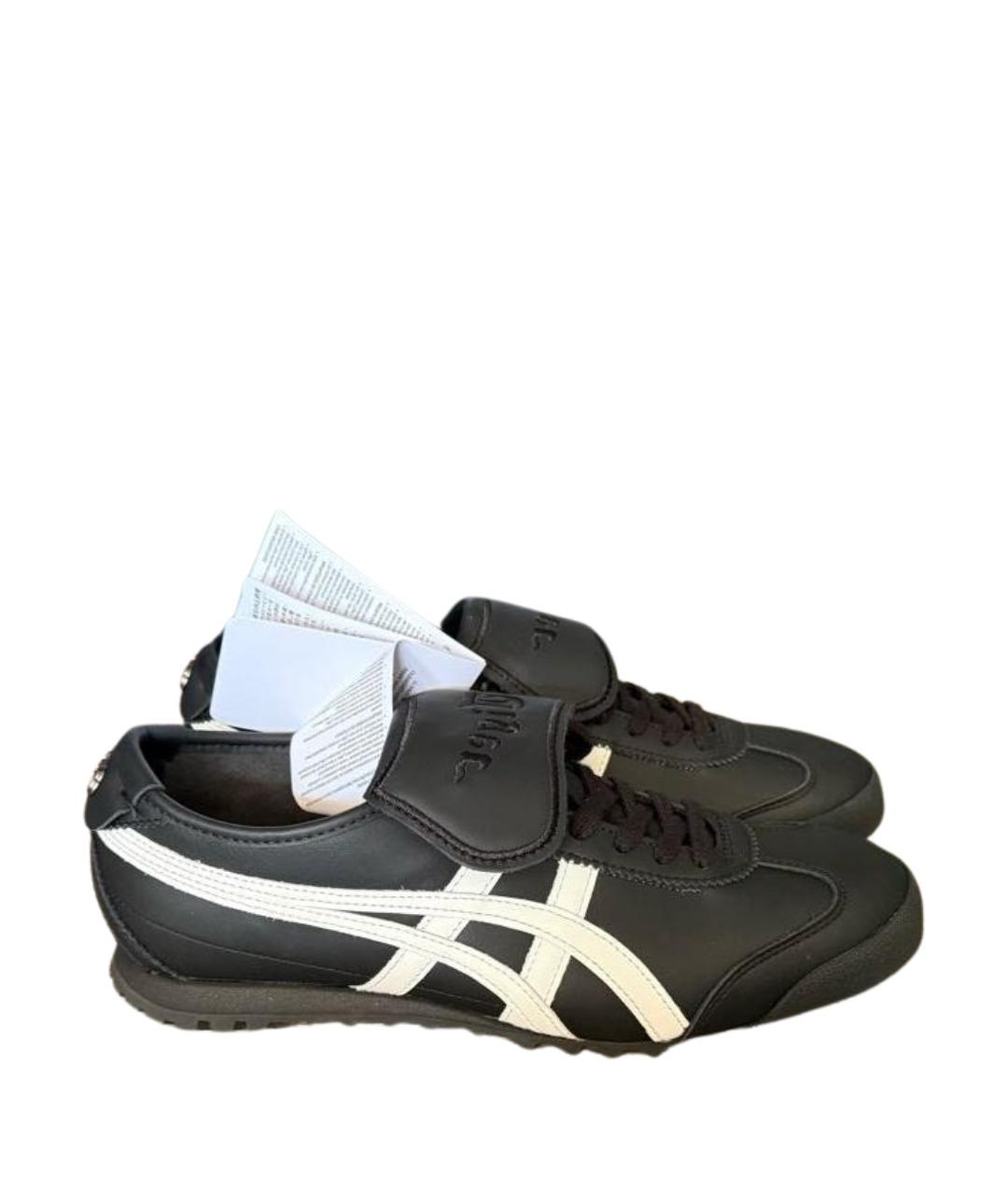 ONITSUKA TIGER Черные кожаные низкие кроссовки / кеды, фото 1