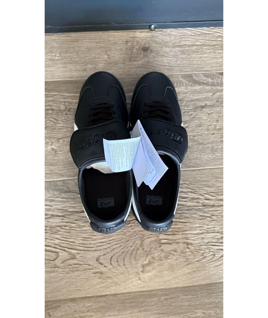 ONITSUKA TIGER Черные кожаные низкие кроссовки / кеды, фото 3