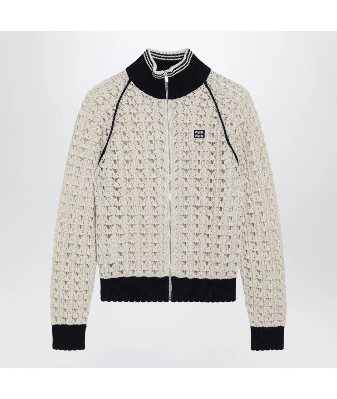 MIU MIU Бежевый хлопковый кардиган, фото 3