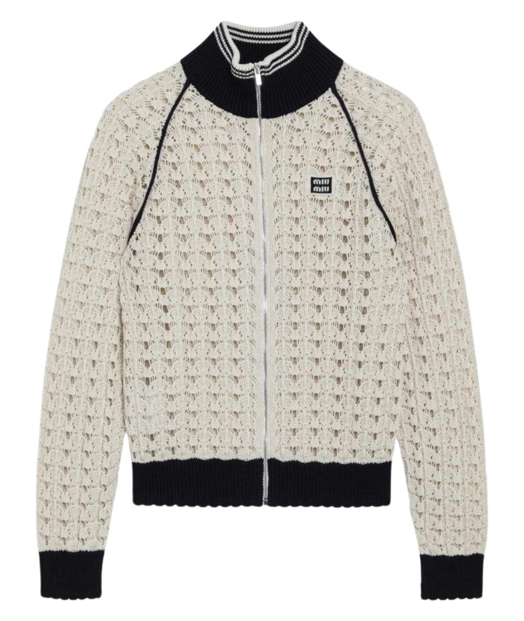 MIU MIU Бежевый хлопковый кардиган, фото 1