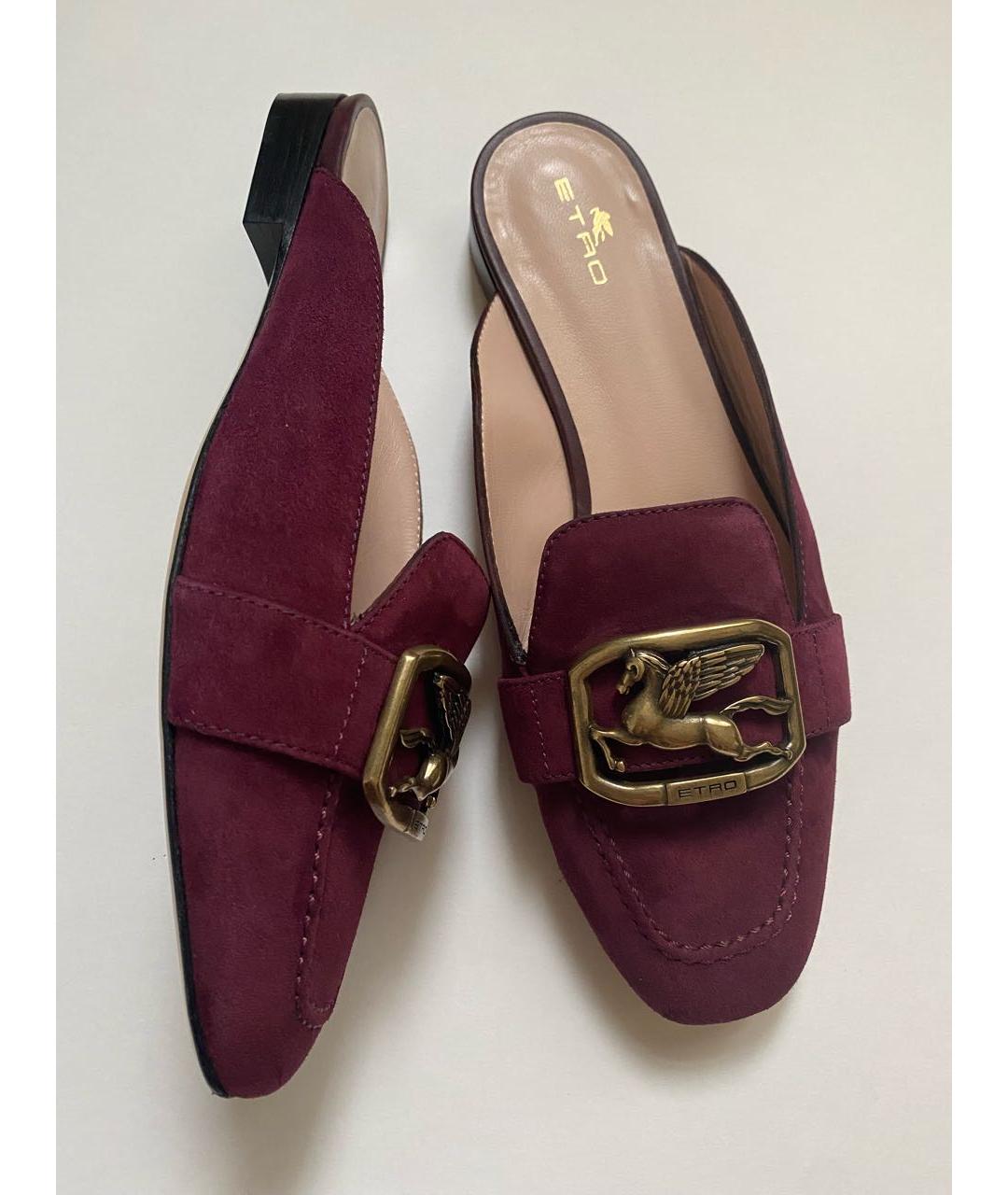 ETRO Бордовые замшевые мюли, фото 7