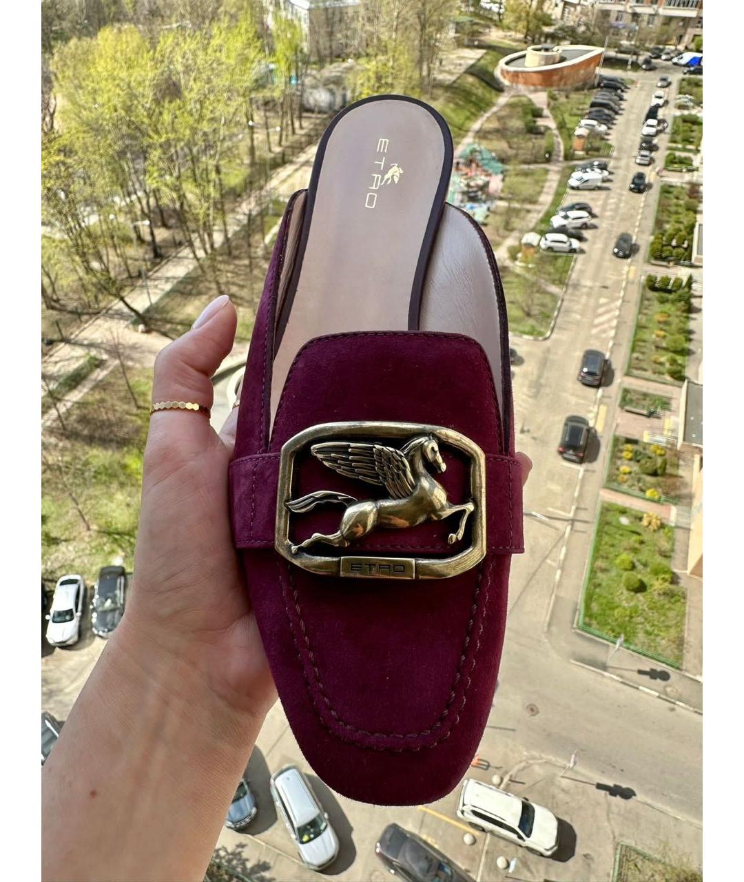 ETRO Бордовые замшевые мюли, фото 6