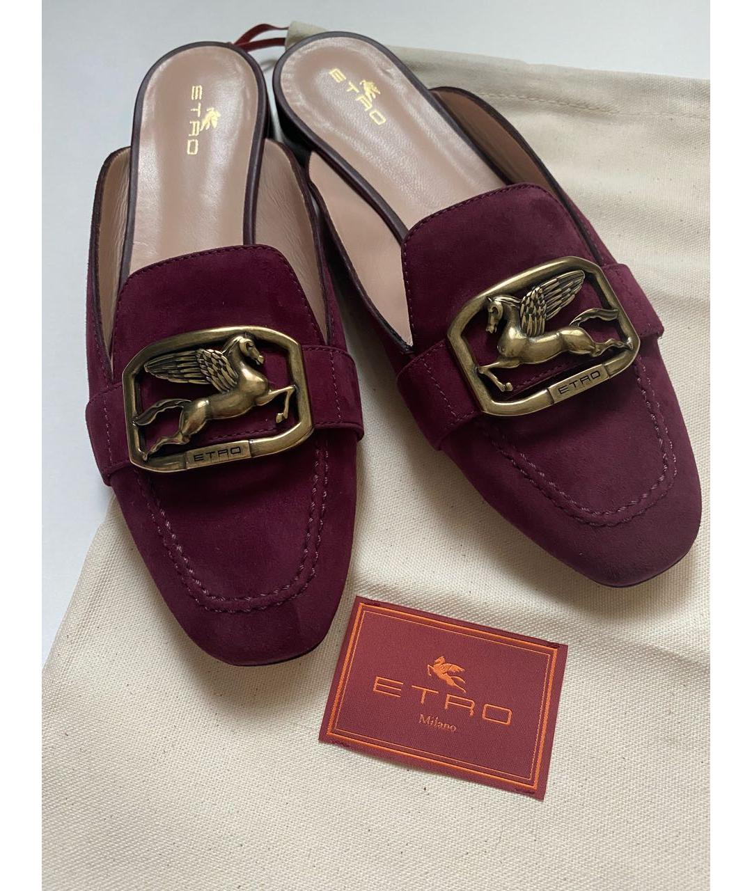 ETRO Бордовые замшевые мюли, фото 5