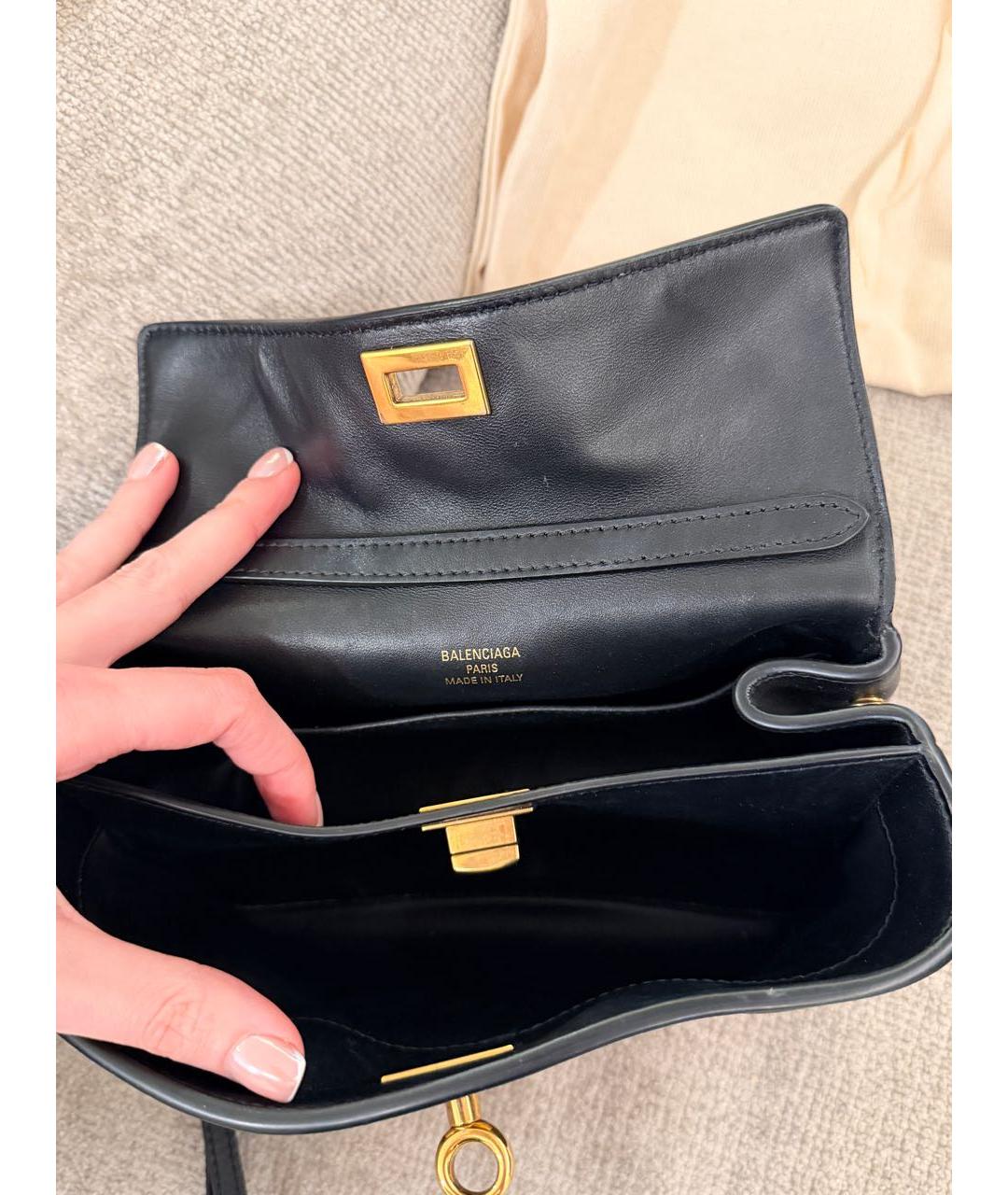 BALENCIAGA Черная кожаная сумка с короткими ручками, фото 4