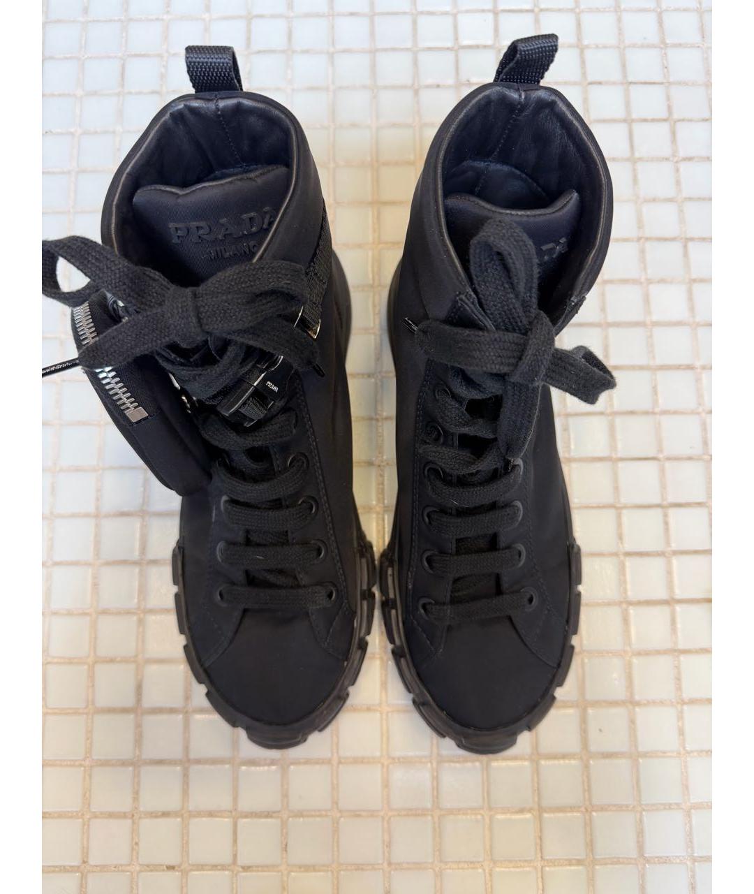 PRADA Черные текстильные кеды, фото 3