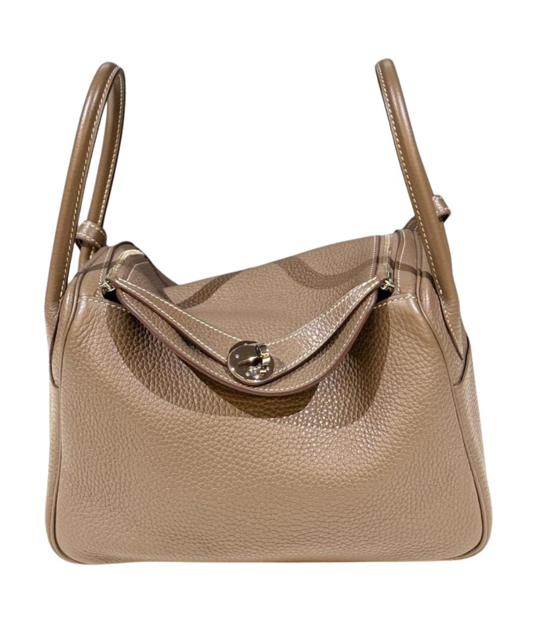 HERMES Серая кожаная сумка с короткими ручками, фото 1