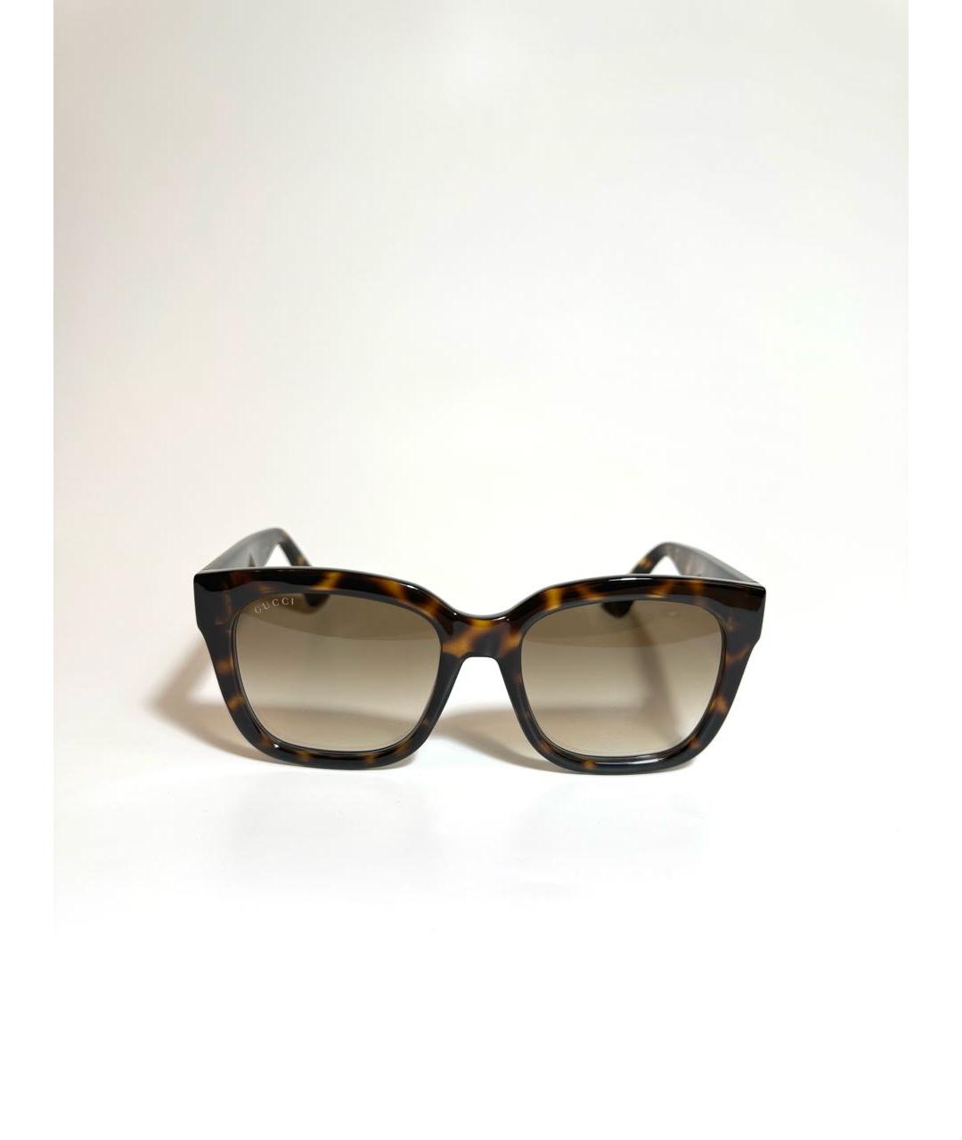 GUCCI Коричневые пластиковые солнцезащитные очки, фото 5