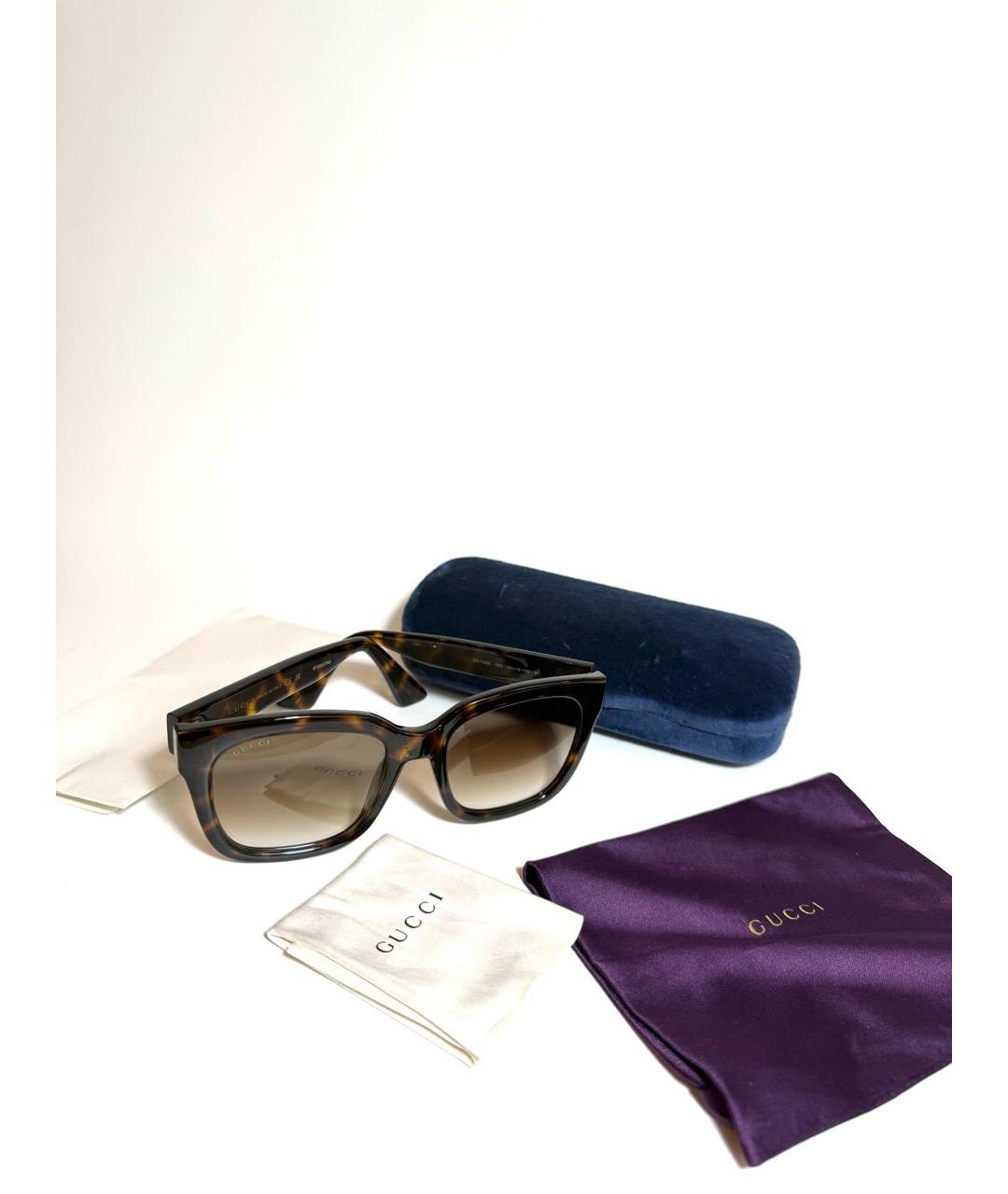 GUCCI Коричневые пластиковые солнцезащитные очки, фото 4