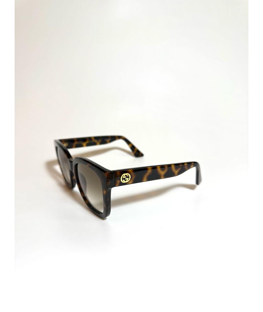 GUCCI Коричневые пластиковые солнцезащитные очки, фото 2