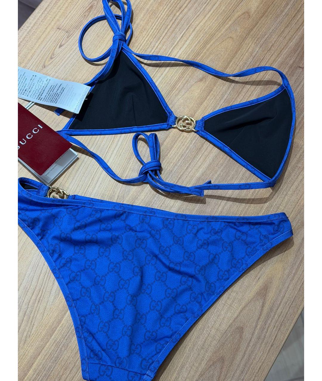 GUCCI Синий полиэстеровый купальник, фото 4