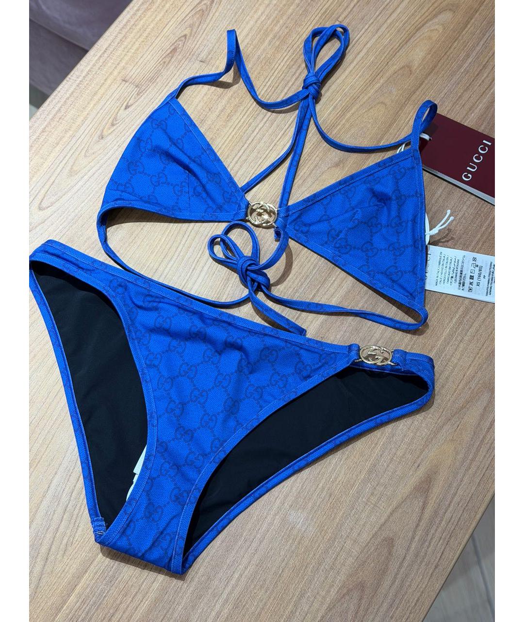 GUCCI Синий полиэстеровый купальник, фото 3