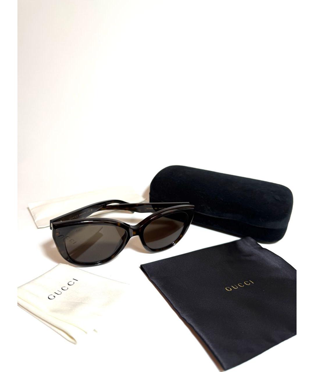 GUCCI Коричневые пластиковые солнцезащитные очки, фото 5