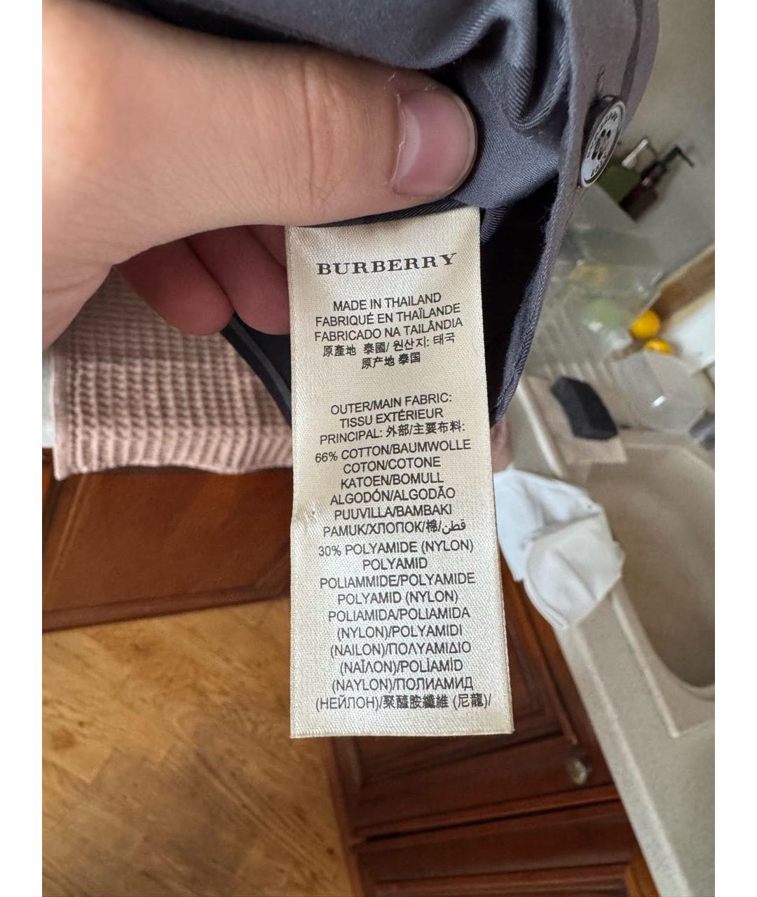 BURBERRY Серая хлопковая кэжуал рубашка, фото 4