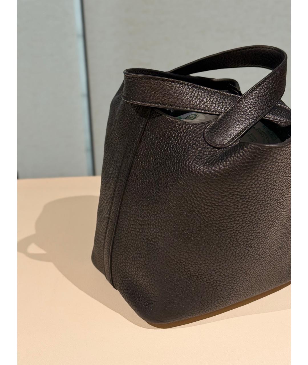 HERMES Черная кожаная сумка с короткими ручками, фото 6