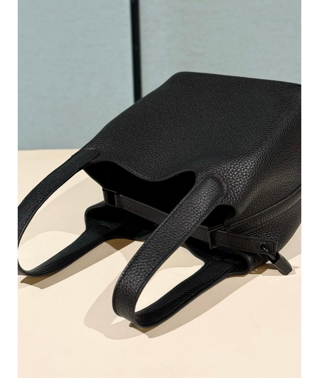 HERMES Черная кожаная сумка с короткими ручками, фото 7