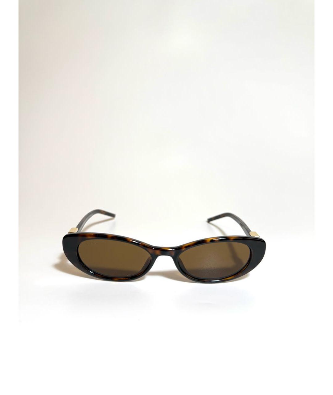GUCCI Коричневые пластиковые солнцезащитные очки, фото 5