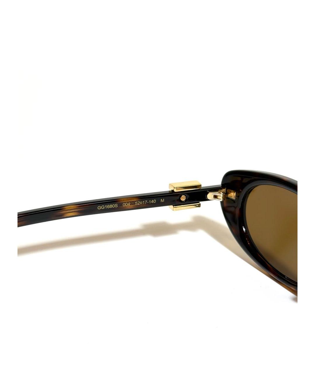 GUCCI Коричневые пластиковые солнцезащитные очки, фото 3