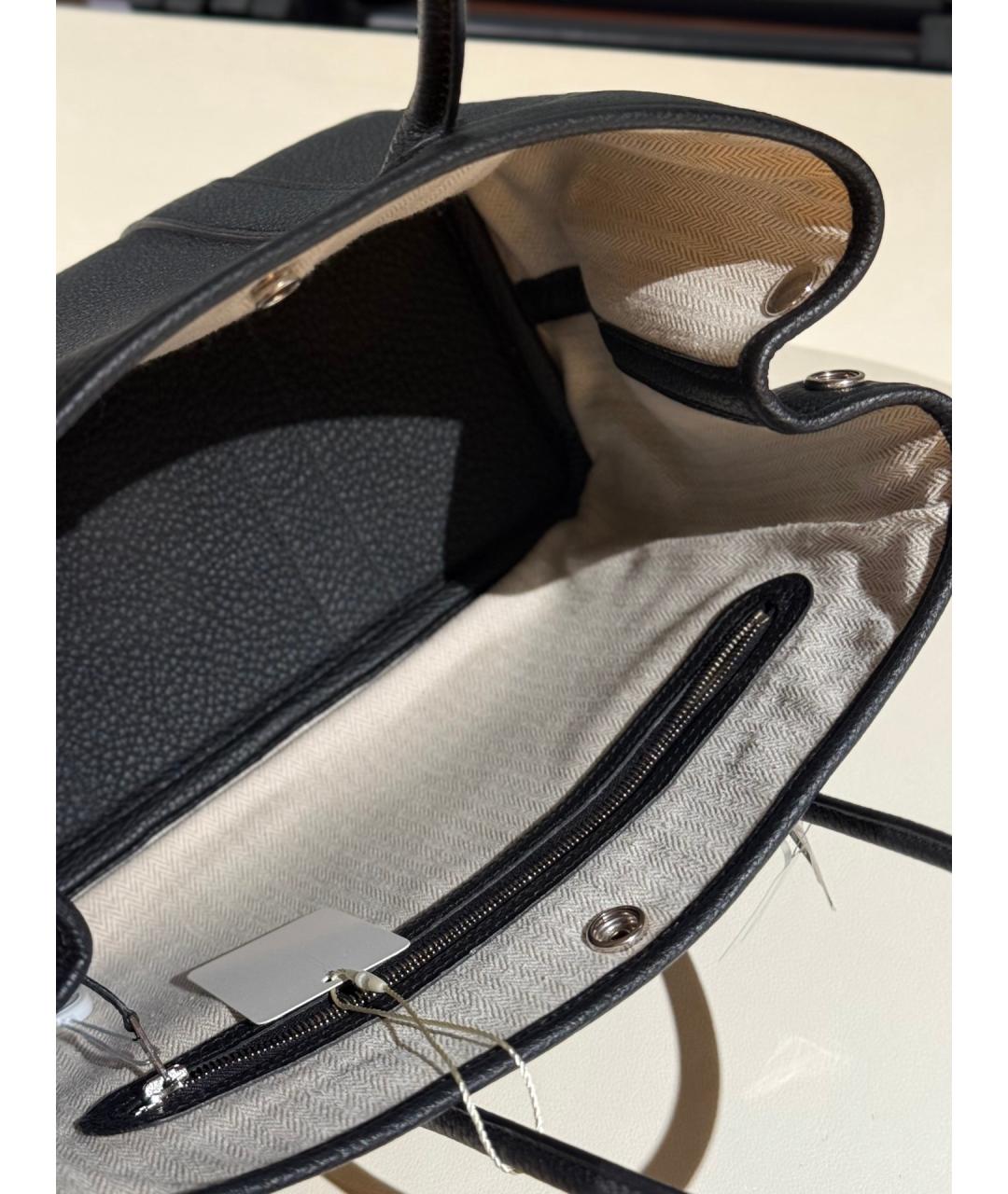 HERMES Черная кожаная сумка с короткими ручками, фото 7