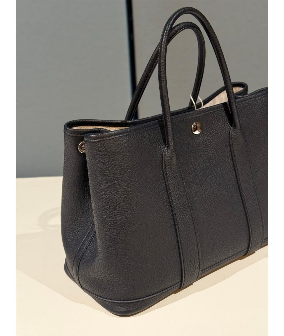 HERMES Черная кожаная сумка с короткими ручками, фото 4