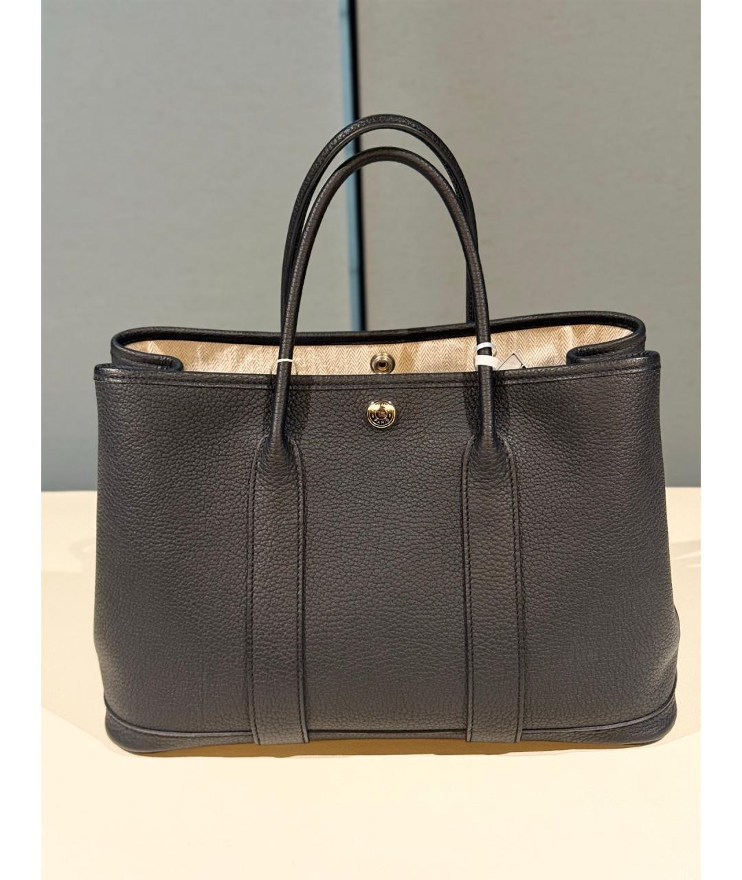 HERMES Черная кожаная сумка с короткими ручками, фото 5