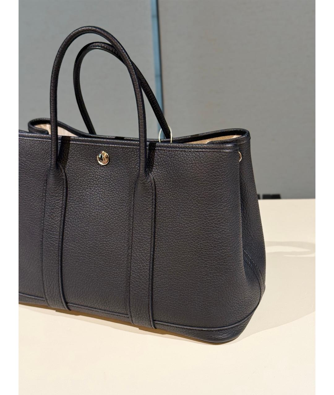 HERMES Черная кожаная сумка с короткими ручками, фото 3