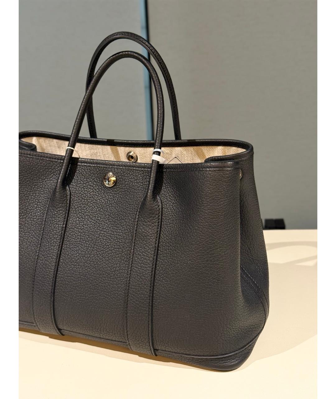 HERMES Черная кожаная сумка с короткими ручками, фото 6