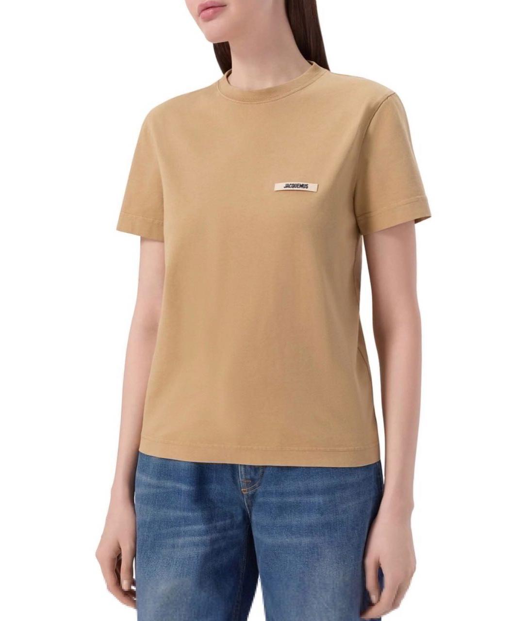 JACQUEMUS Бежевая хлопковая футболка, фото 6