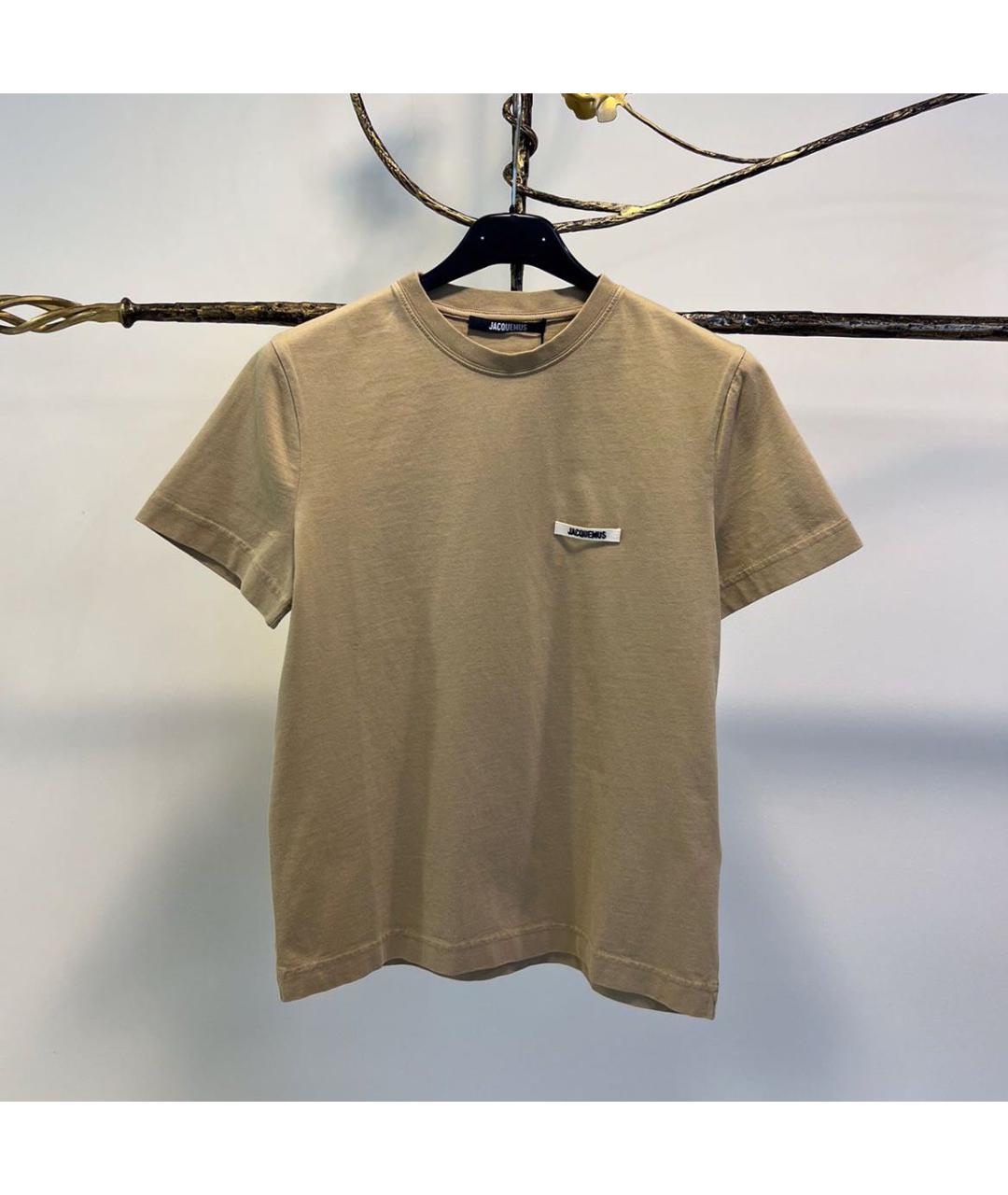 JACQUEMUS Бежевая хлопковая футболка, фото 7