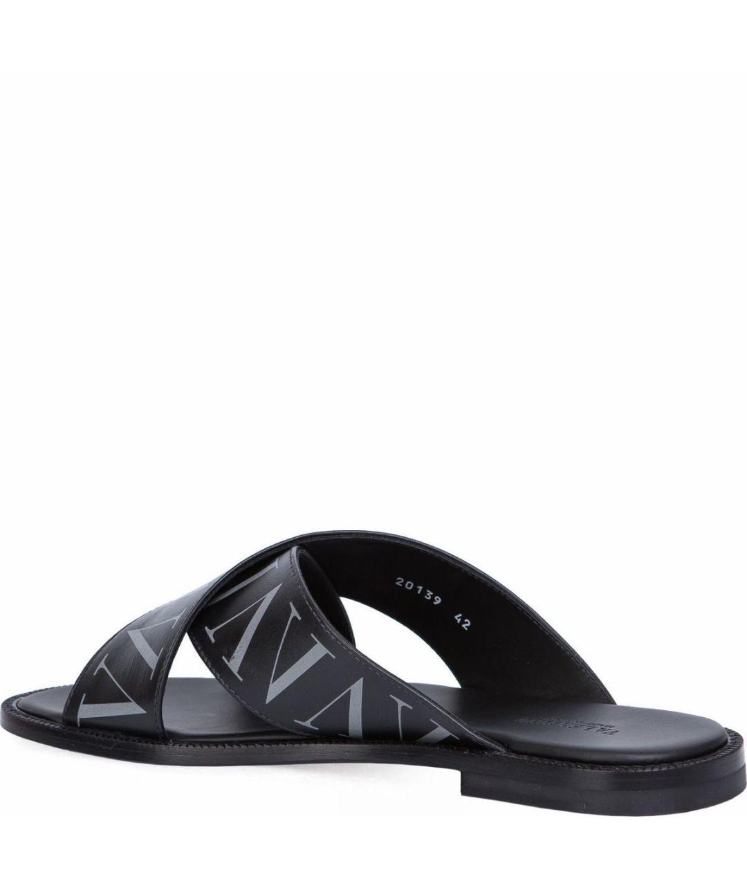 VALENTINO Черные кожаные шлепанцы, фото 3