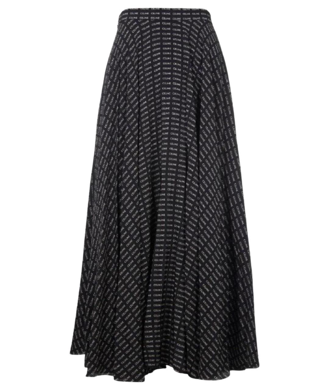 CELINE Черная шелковая юбка миди, фото 1