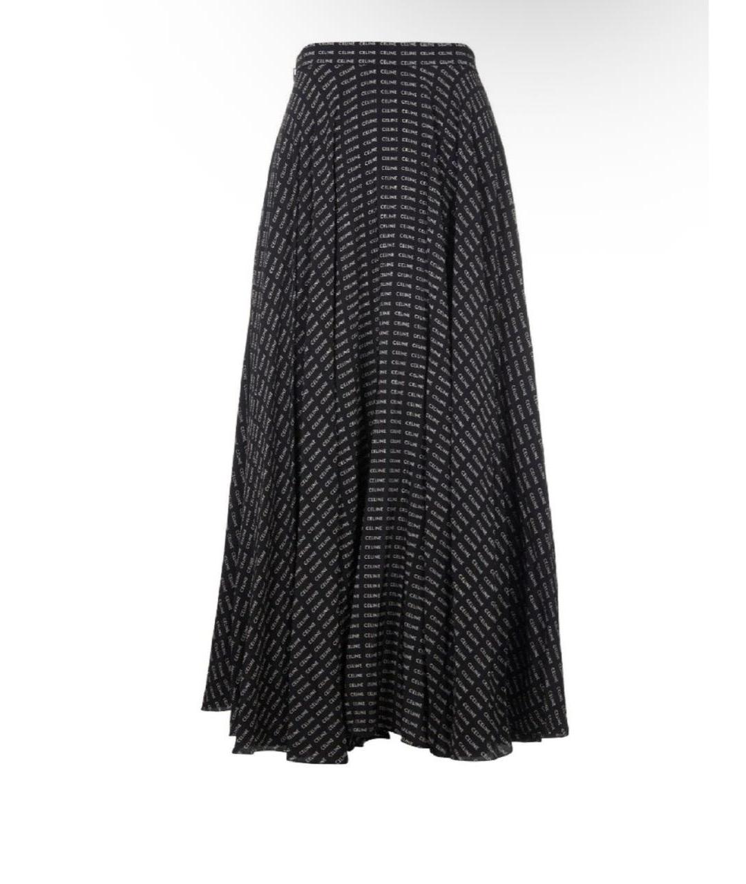 CELINE Черная шелковая юбка миди, фото 6