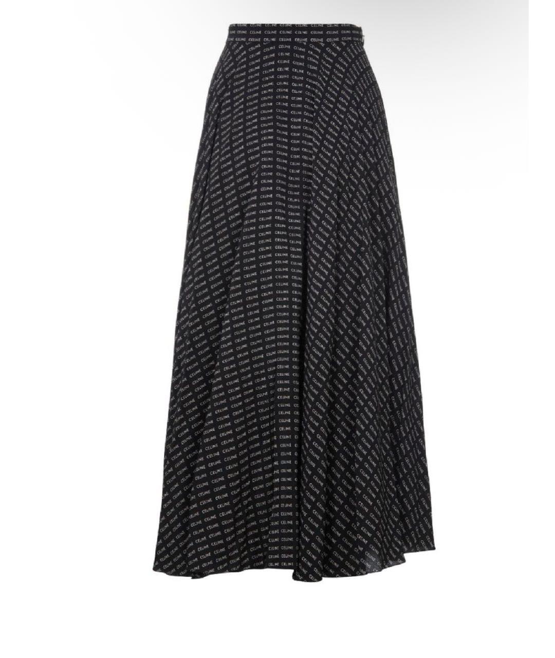 CELINE Черная шелковая юбка миди, фото 2