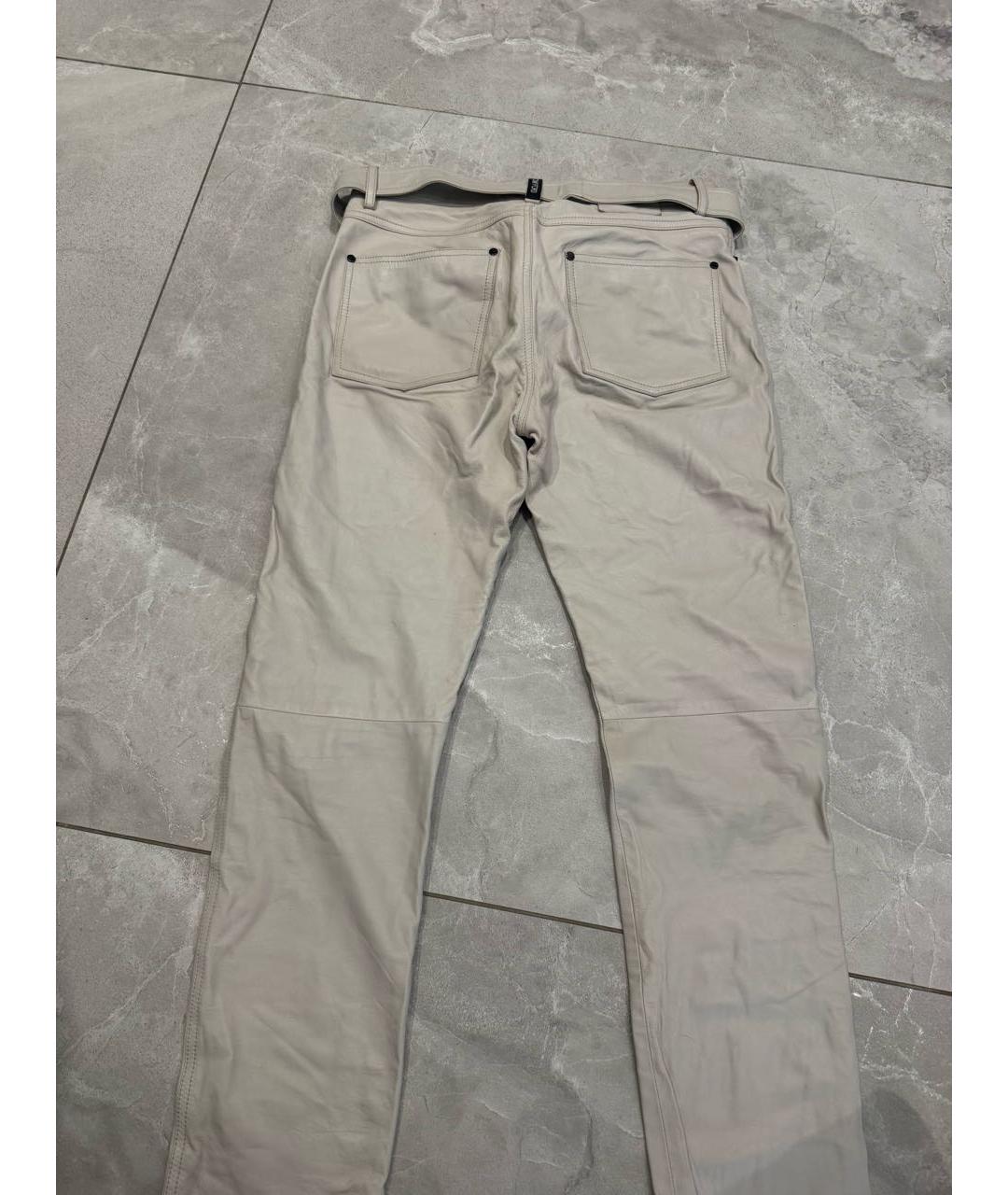 TOM FORD Бежевые кожаные прямые брюки, фото 2