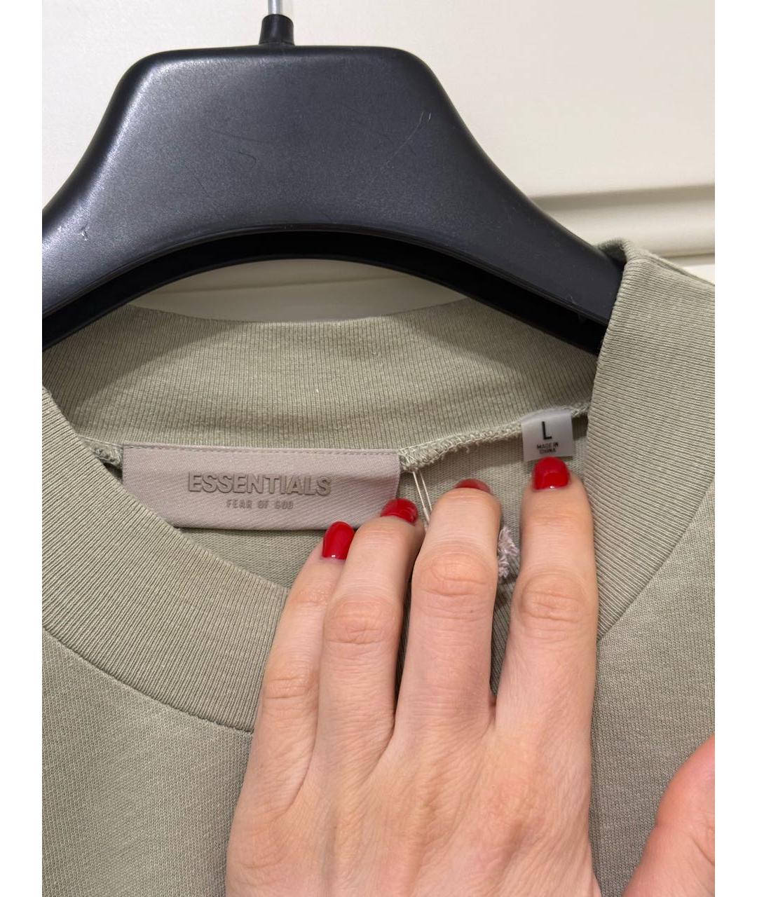 FEAR OF GOD ESSENTIALS Хаки хлопковая футболка, фото 6