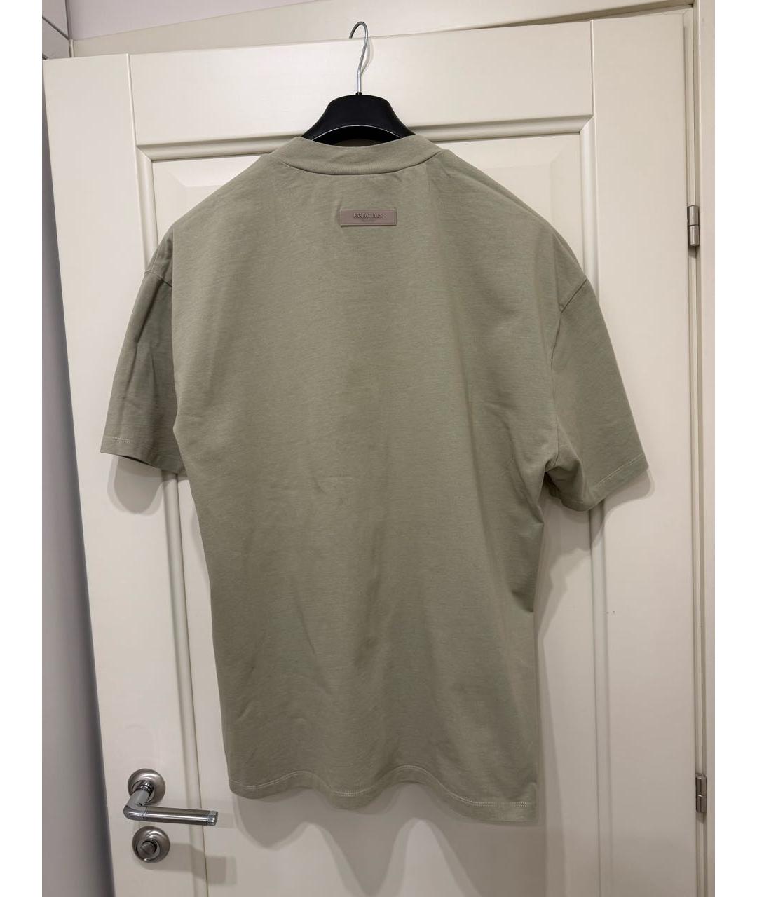 FEAR OF GOD ESSENTIALS Хаки хлопковая футболка, фото 5