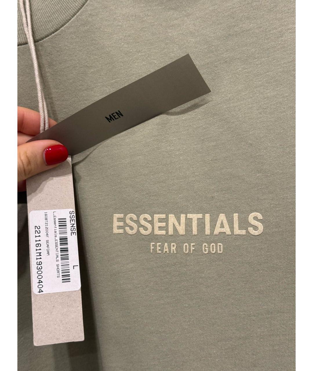 FEAR OF GOD ESSENTIALS Хаки хлопковая футболка, фото 4