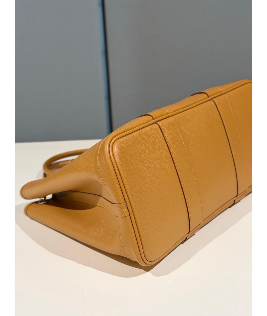 HERMES Желтая кожаная сумка с короткими ручками, фото 8