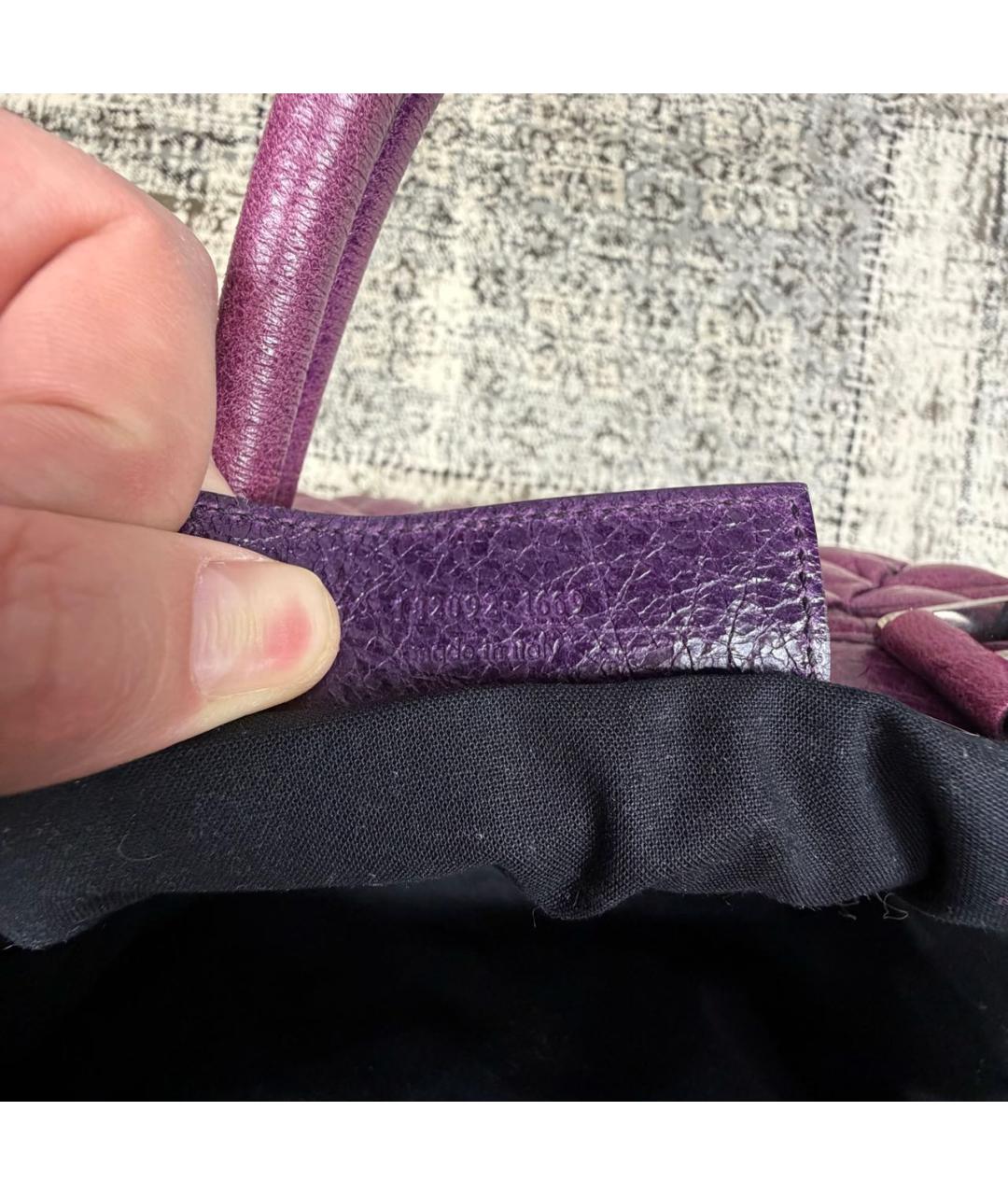 BALENCIAGA Фиолетовая кожаная сумка с короткими ручками, фото 6