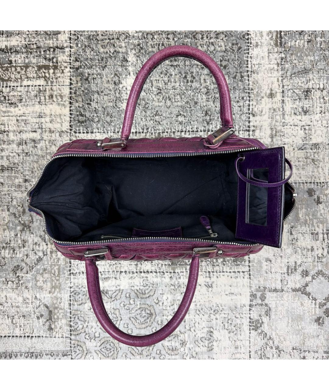 BALENCIAGA Фиолетовая кожаная сумка с короткими ручками, фото 4