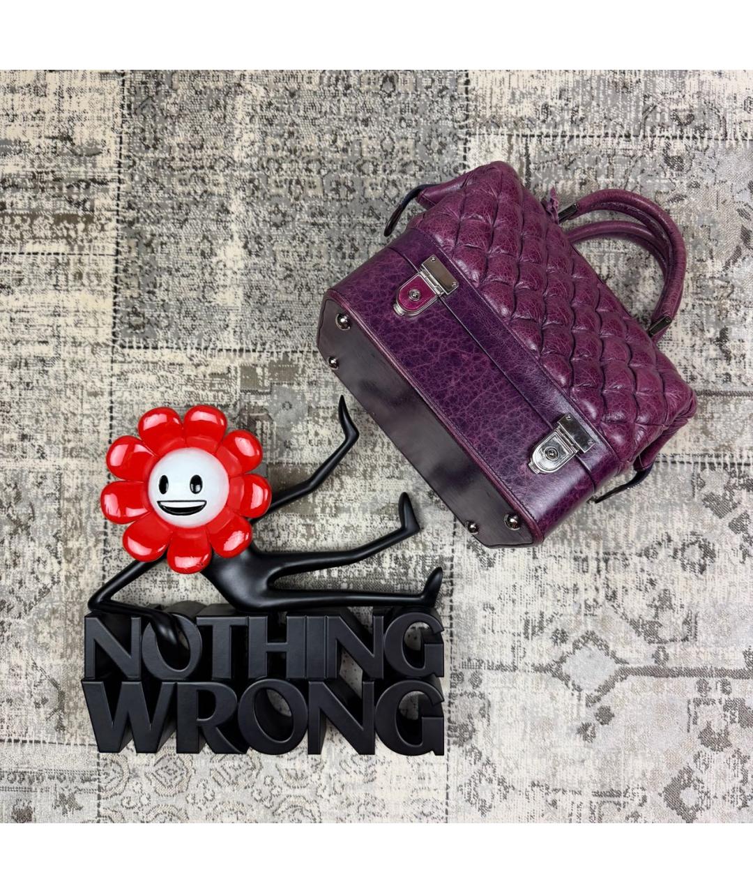 BALENCIAGA Фиолетовая кожаная сумка с короткими ручками, фото 8