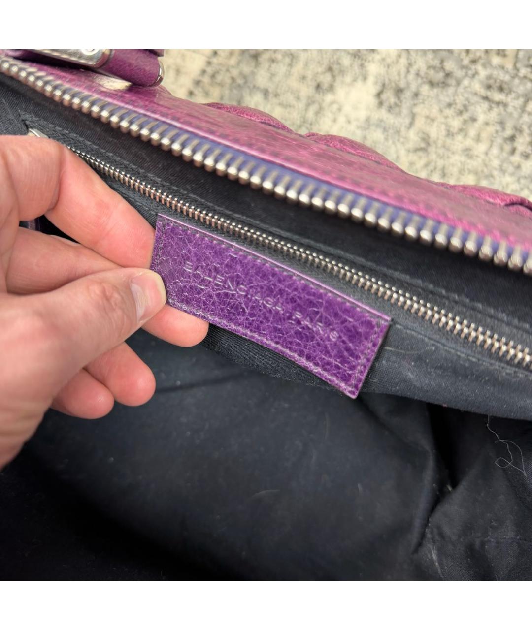 BALENCIAGA Фиолетовая кожаная сумка с короткими ручками, фото 5