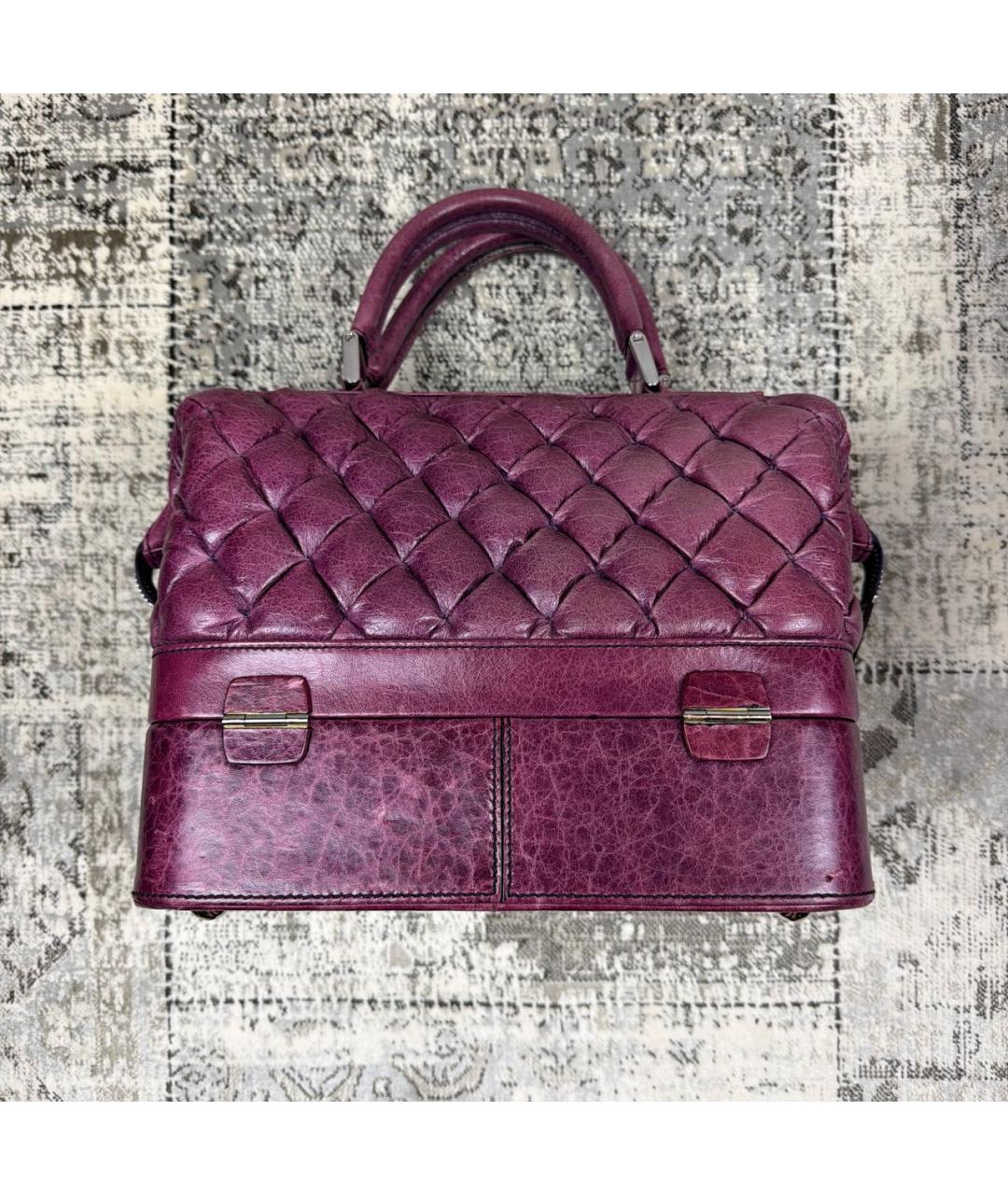 BALENCIAGA Фиолетовая кожаная сумка с короткими ручками, фото 3