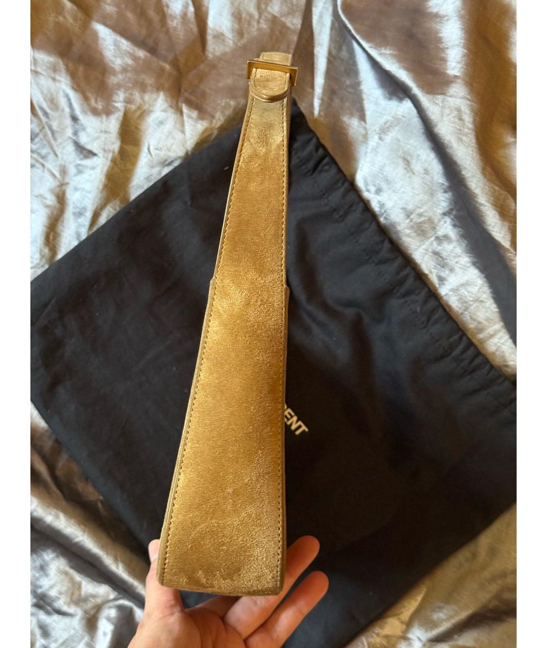 SAINT LAURENT Бежевая замшевая сумка с короткими ручками, фото 6