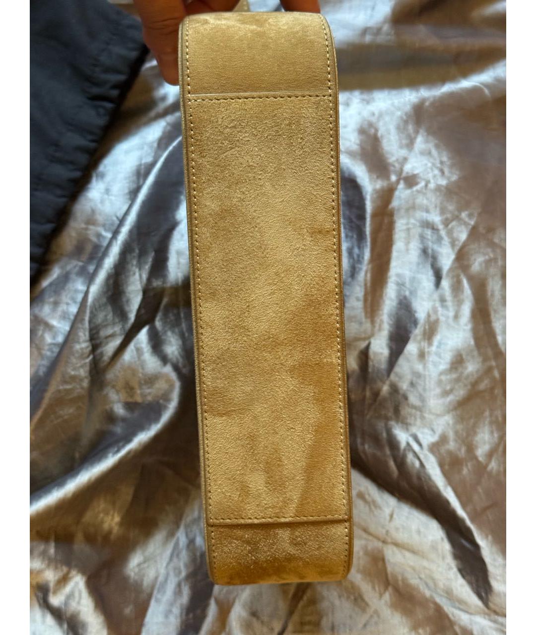 SAINT LAURENT Бежевая замшевая сумка с короткими ручками, фото 4