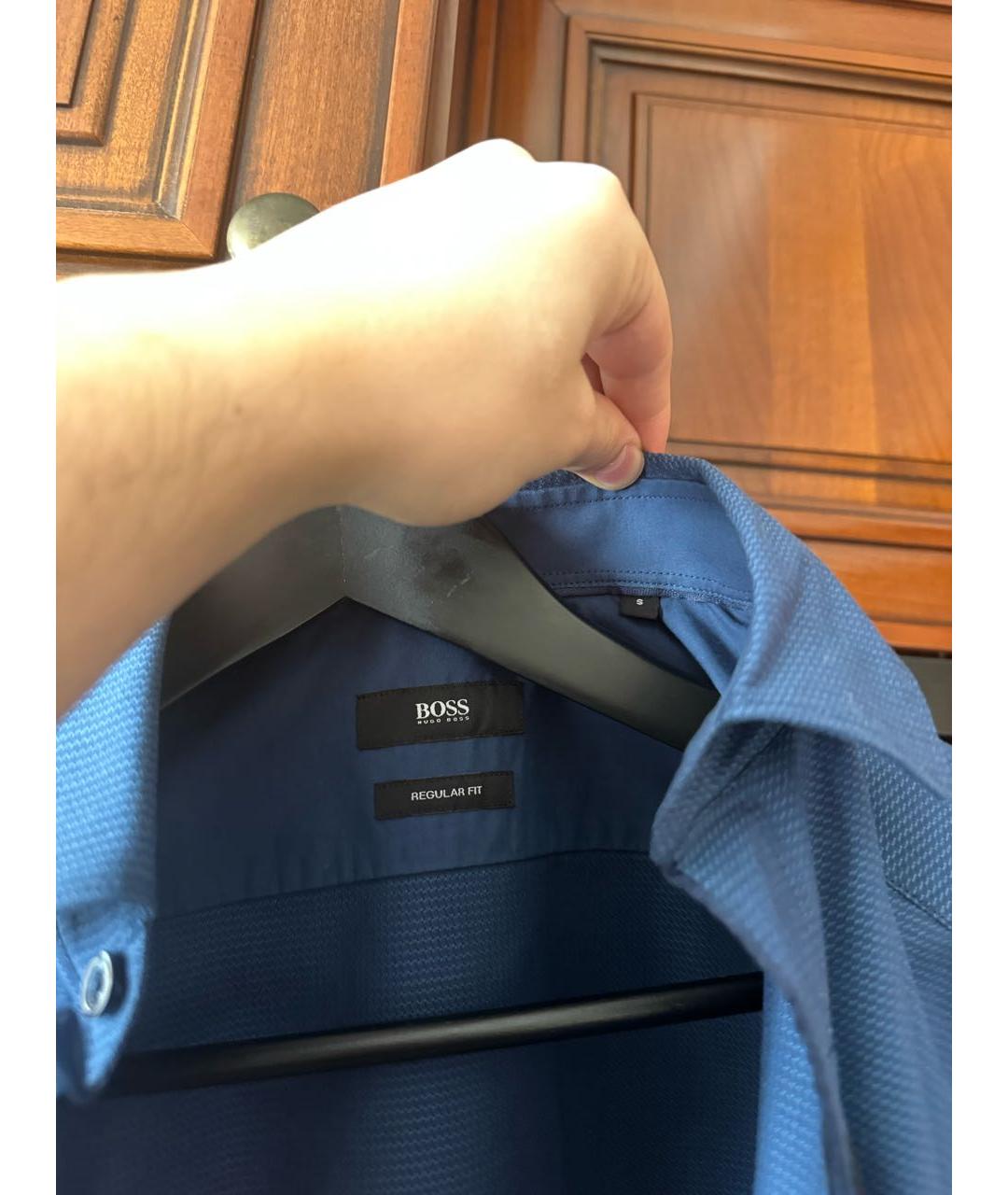 HUGO BOSS Темно-синяя хлопковая классическая рубашка, фото 3