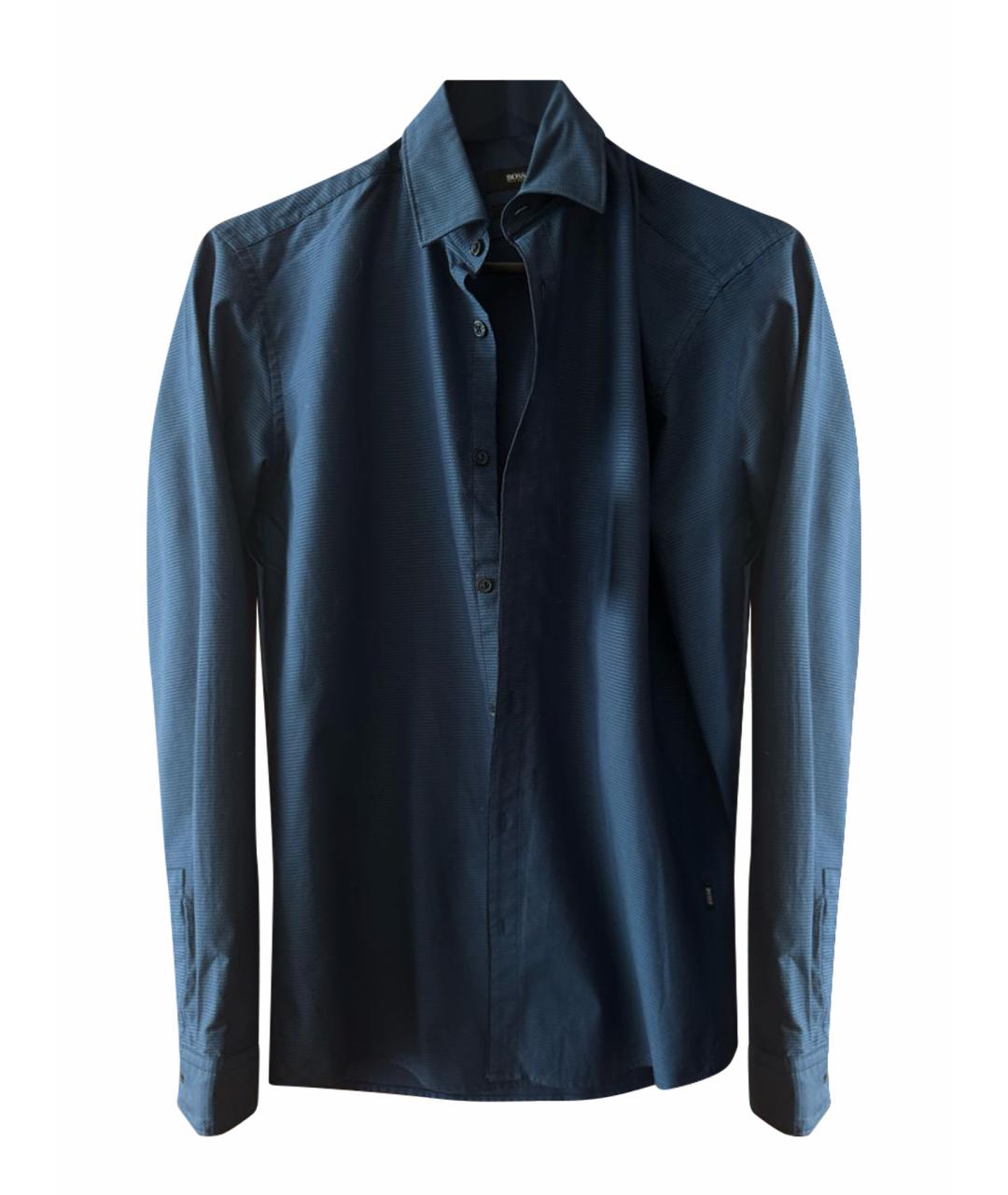 HUGO BOSS Темно-синяя хлопковая классическая рубашка, фото 1