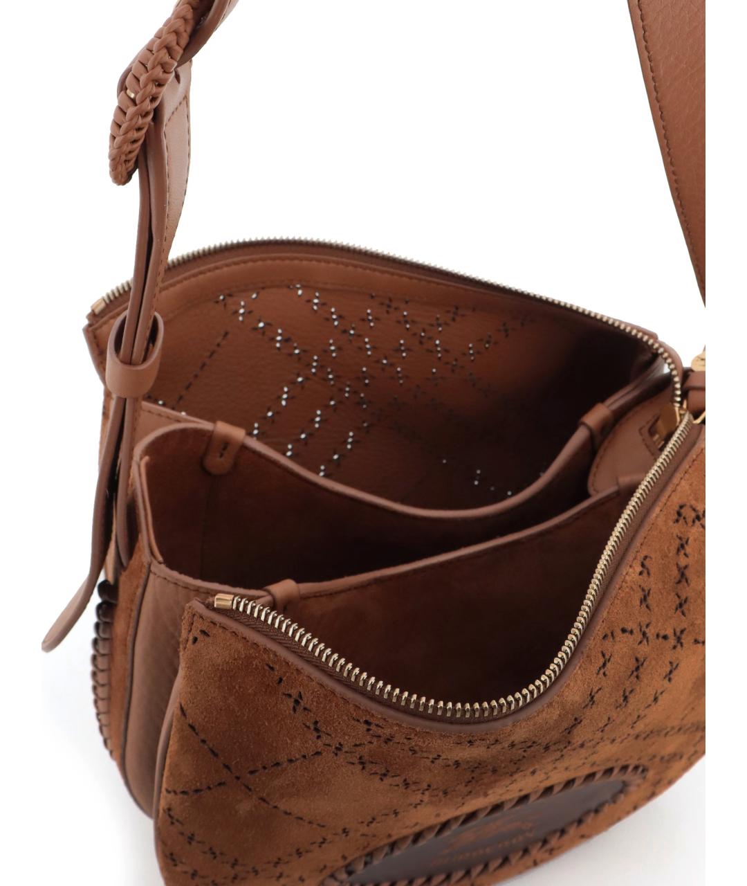 BURBERRY Коричневая замшевая сумка через плечо, фото 4