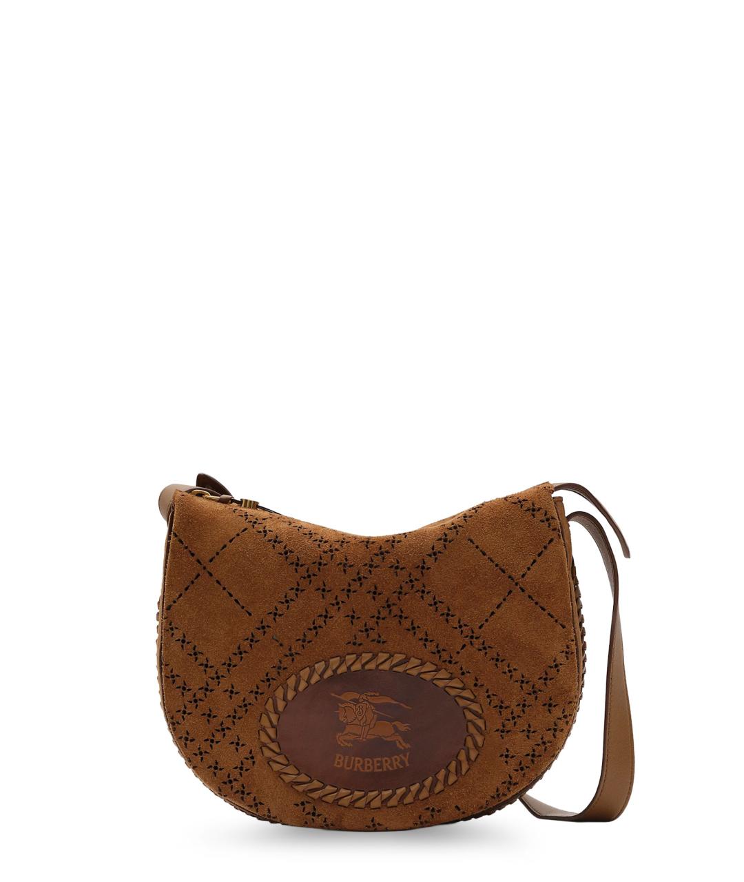 BURBERRY Коричневая замшевая сумка через плечо, фото 1