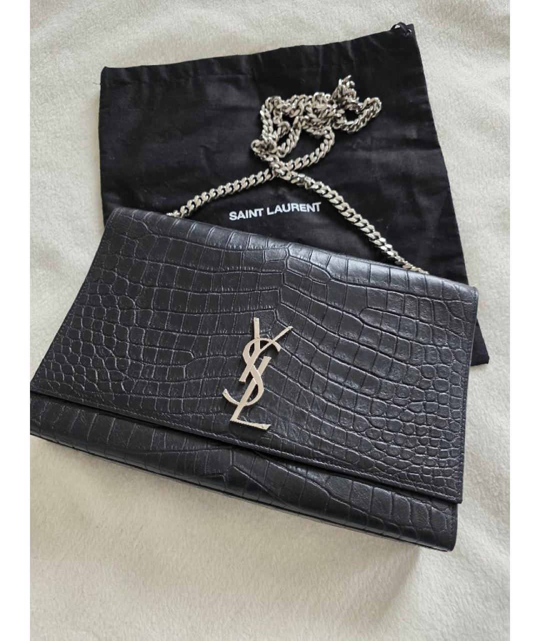 SAINT LAURENT Черная кожаная сумка через плечо, фото 6